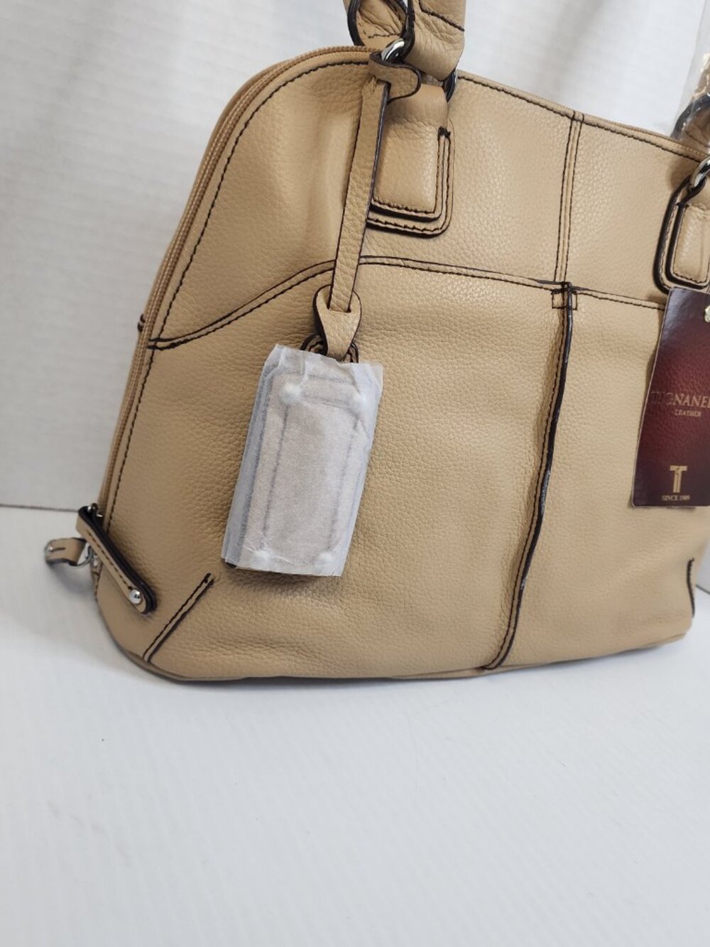 Tignanello Pebbled Leather Domed Satchel Shoulder Handbag Purse - Picture 4 of 12